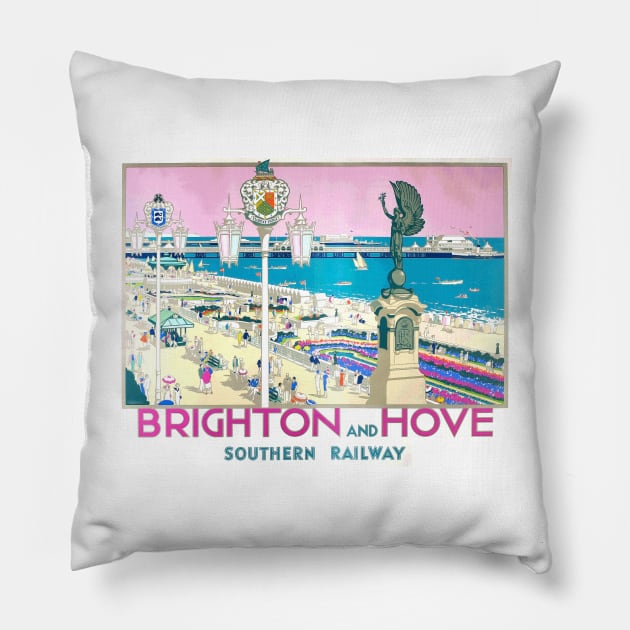 brighton and hove retro concept art Pillow by JINTOMANG