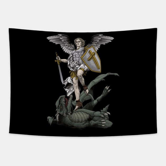Saint Michael the Archangel St Michael Tapestry TeePublic