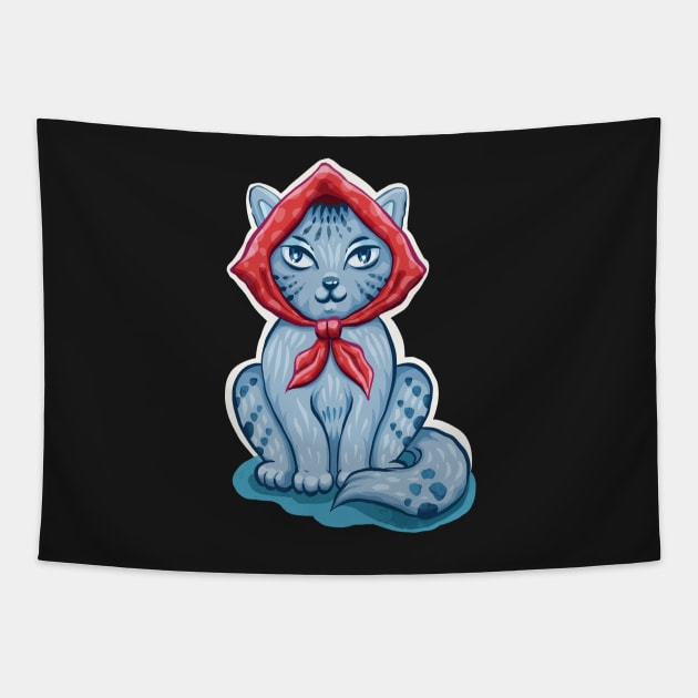 Babushcat Cute Russian Cat Pun Tapestry by zeno27