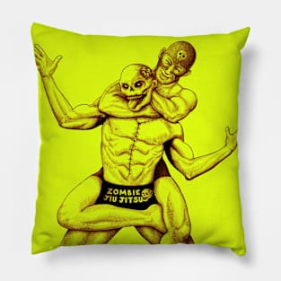 Zombie and Luchador - zombie art - undead drawing Pillow