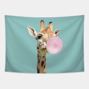 Bubblegum Blowing Giraffe Tapestry