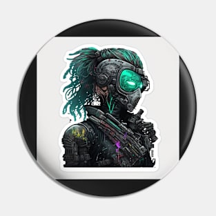 Cyberpunk Girl Sticker Seafoam Pin