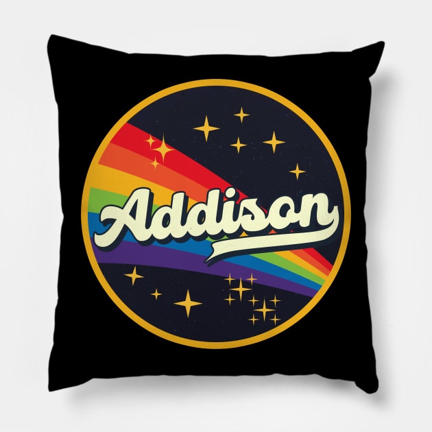 Addison // Rainbow In Space Vintage Style Pillow by LMW Art