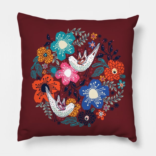 Floral Circle Pillow by annapaff