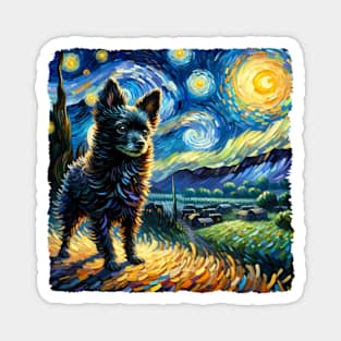 Starry Schipperke Dog Portrait - Pet Portrait Magnet