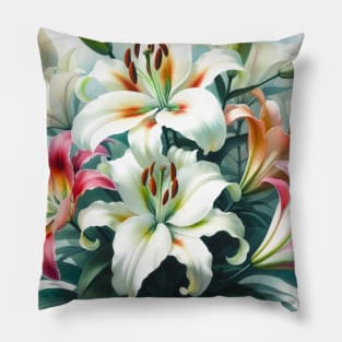 Vibrant Lilies Decor - Watercolor Flower Pillow