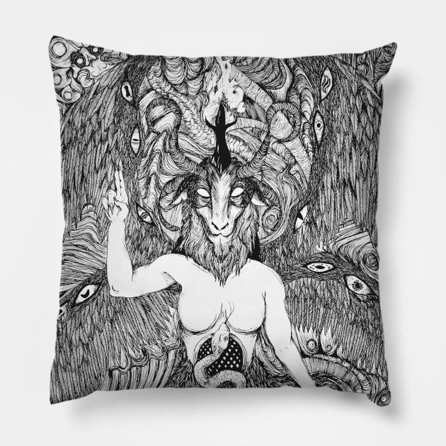 Biomech Baphomet Pillow by Art of V. Cook