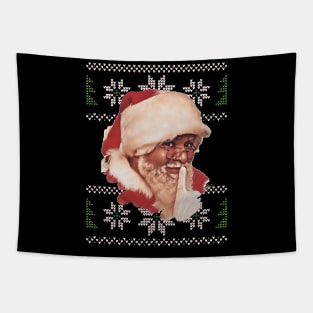 Black Santa Ugly Christmas Sweater Tapestry