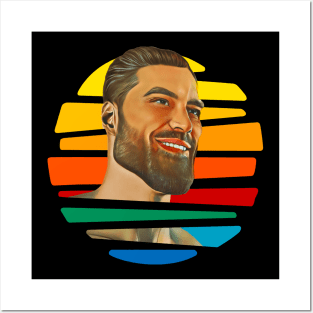 Giga Chad meme' Poster, picture, metal print, paint by Lowpoly