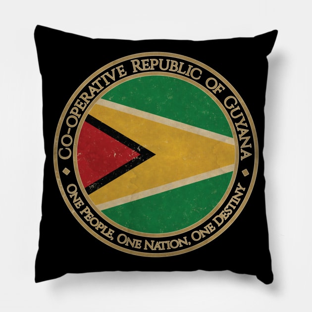 Vintage Co operative Republic of Guyana USA South America United States Flag Pillow by DragonXX