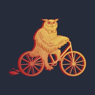 Owl on a Bike Orange T-Shirt