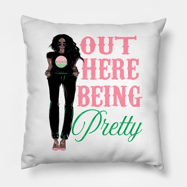 Put Here Being Pretty Pillow by Pretty Phoxie LLC