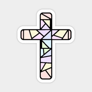 Pastel Stained Glass Cross Magnet