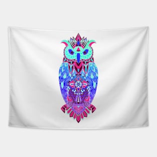 artic psychodelic owl in pattern wisdom of wonders ecopop wallpaper art tribal zendoodle of flowers Tapestry