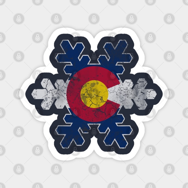 Colorado Flag Snowflake Winter Magnet by E