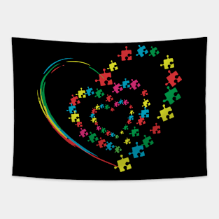 Love Ribbon Heart Puzzle Autism Awareness Gift Tapestry