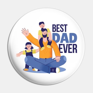 Fathers day birthday - best dad ever lettering and cartoon Pin