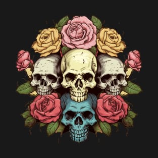 Colorful Sugar Skulls with Roses T-Shirt