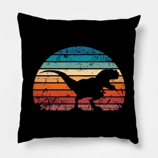 Trex Dinosaur Retro Sunset Pillow