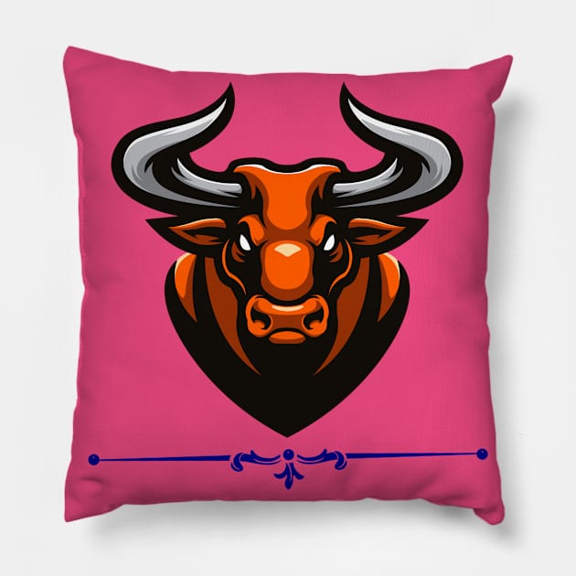 Angry Red Bull Pillow by Rivas Teepub Store