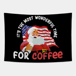 It's The Most Wonderful Time for a Coffee - Christmas Coffee Lovers America Tapestry