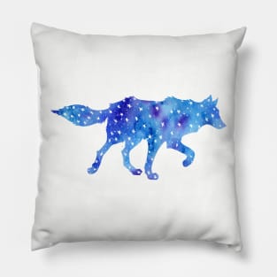 Blue Star Wolf Watercolor Pillow