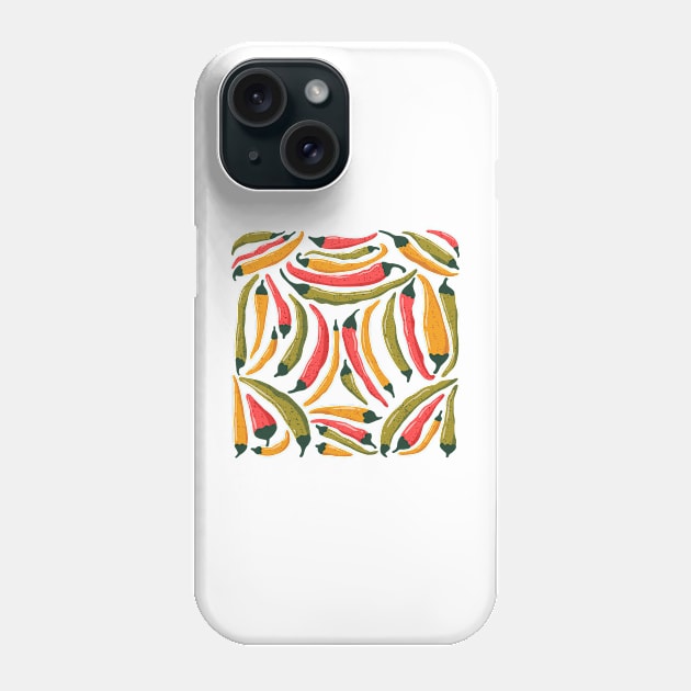 "Farm Fresh Peppers" - A Colorful Collection of Chili, Jalapeno, and Banana Peppers for Farmer's Market Lovers Phone Case by Maddyslittlesketchbook