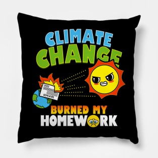 Funny Cute Kawaii Environmental  Climate Change Earth Funny Student Excuse Meme Pillow