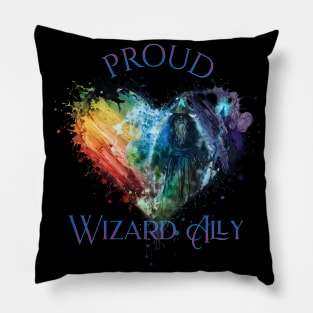 PRIDE Month Proud Wizard Ally Rainbow Pride Heart Pillow