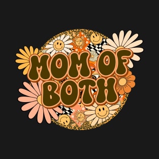 Mom of Both Retro Groovy Floral T-Shirt