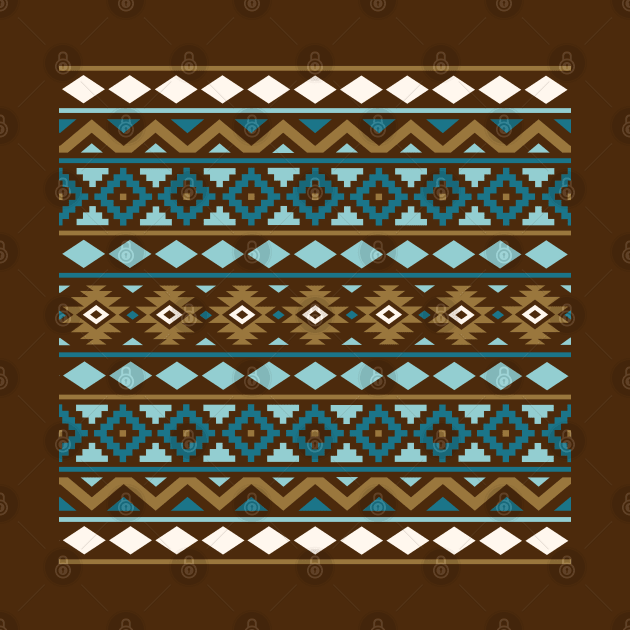 Aztec Essence Pattern Teals Brwn Gld Crm by NataliePaskell