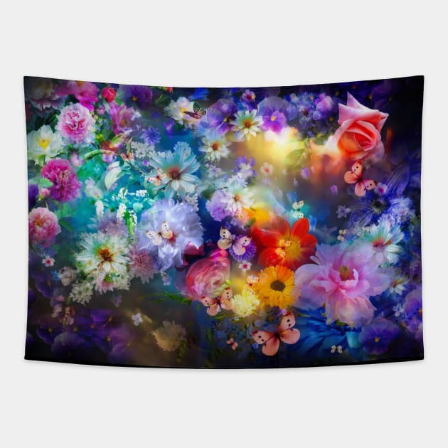 Dreamy floral garden abstract fantasy Tapestry by ArtDreamStudio