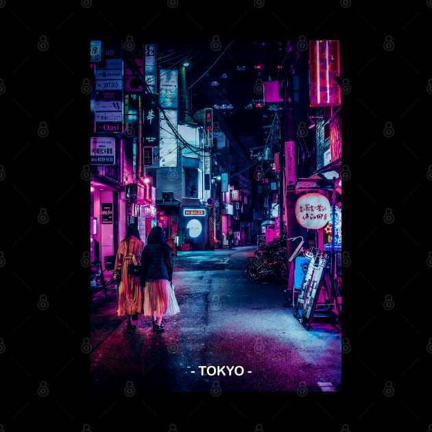 Tokyo Street Neon Synthwave by JeffDesign