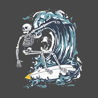 Skeleton skull surfing on the wave T-Shirt