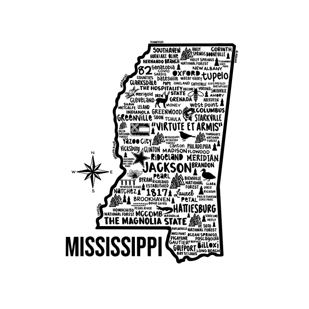 Mississippi Map by fiberandgloss