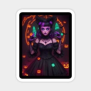 Halloween Spooky Neon Black Magic Witch Magnet