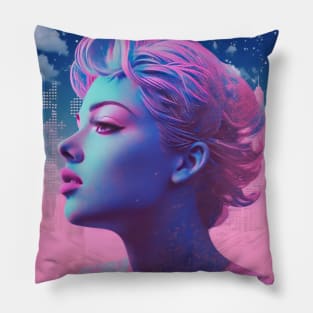 Artistic Profile Portrait of a Woman Pillow