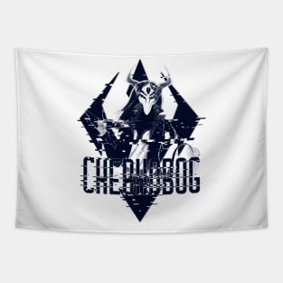 Chernobog (Black & white, glitch) Tapestry