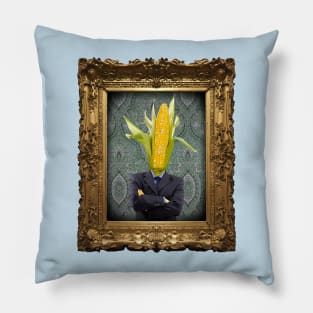 Corn Man in Vintage Frame Pillow