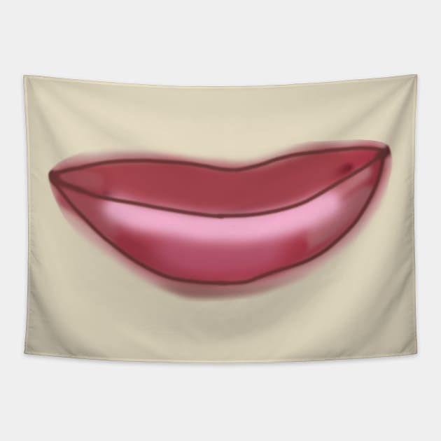 Smile on Pink Lips Tapestry by ellenhenryart