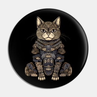 Cute Kawaii Cat in Armor Pin