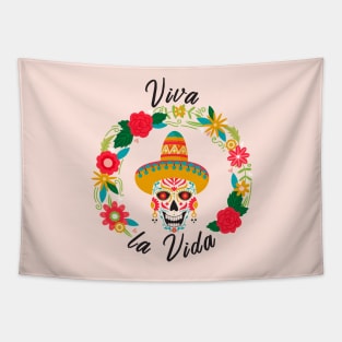 Viva la Vida quote. Dia de los muertes skull. Tapestry