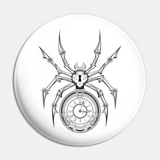 Monochrome Steampunk Mechanical Spider Pin