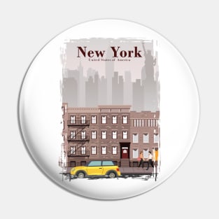 New York City Travel Poster in a Minimal Retro Style Pin