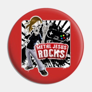 Metal Jesus Skeleton ROCKS Pin