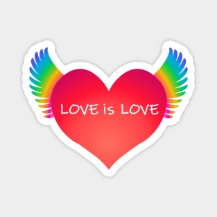 Love Is Love: Rainbow-Winged Heart Magnet