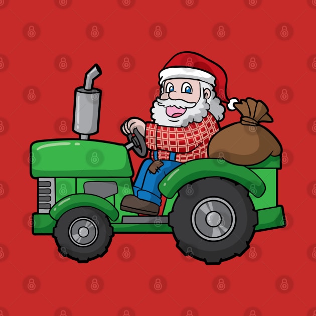 Santa Claus Farmer Tractor Merry Christmas by E