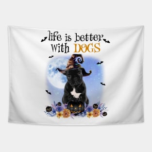 French Bulldog Witch Hat Life Is Better With Dogs Tapestry