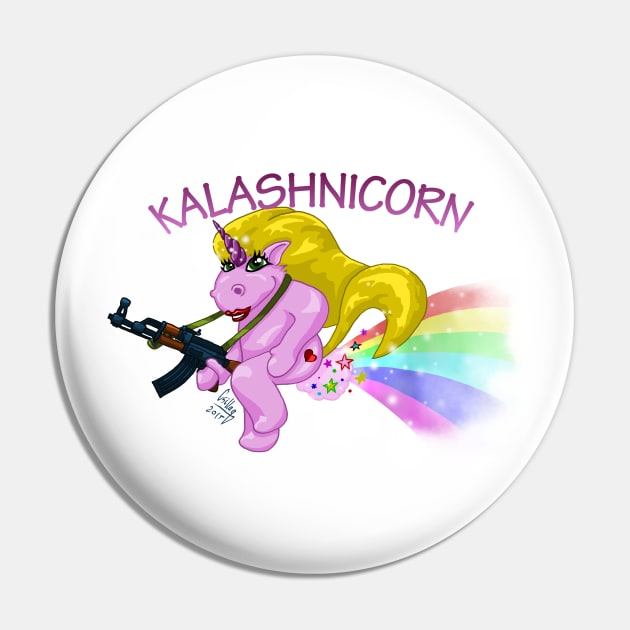 Pin-up Kalashnicorn farting a rainbow Pin by SpaceCop