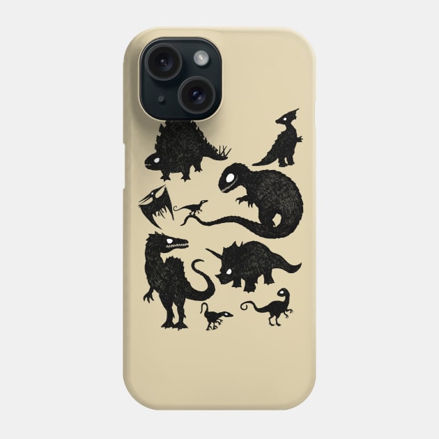 Silhoutted Dinosaurs Phone Case by djrbennett